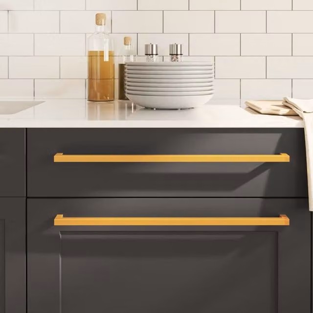 Berkfield Home Gold Matt Stainless Steel Bar Cabinet Handles, 10 Pack, Length: 48 cm