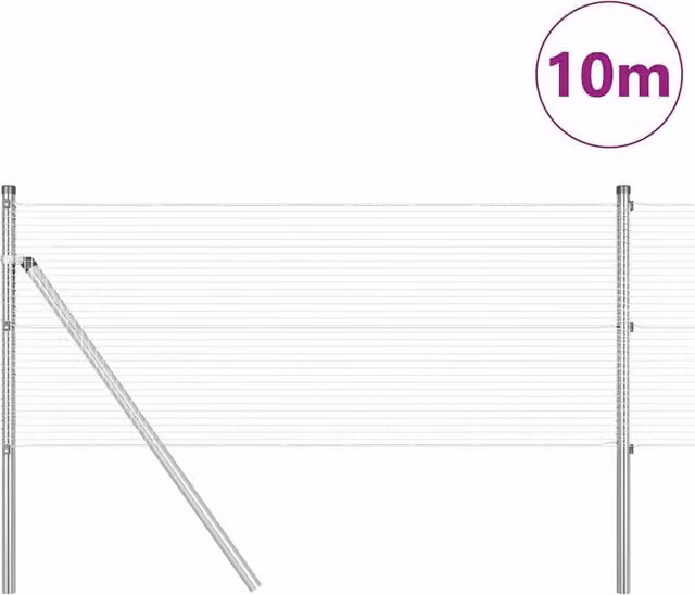 Berkfield Home Modern Rectangular Fence Post Set of 2, Galvanised Steel, Silver, H: 1 m, W: 0.5 m