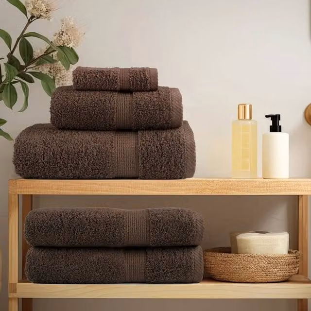 Berkfield Home SOLUND Premium Cotton Terry Bath Towels, Brown, 4 Pack, W: 100 cm, L: 150 cm, 600gsm