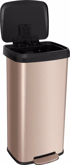 Gymax 68L Rose Gold Stainless Steel Recycling Pedal Bin with Soft Close Lid and Odour Filter