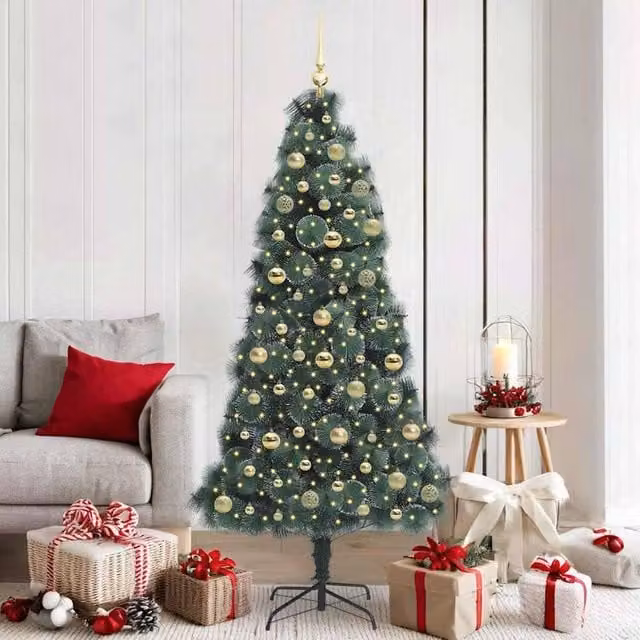 Berkfield Home Pre-lit Artificial Christmas Tree with Ball Set, Green, Height: 180 cm