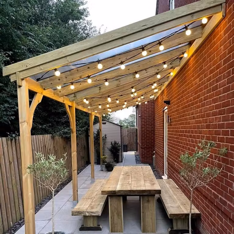 Rutland County Garden Furniture Ltd Wood Lean-to Carport with Polycarbonate Roof, Light Green, W: 722 cm, D: 200 cm, H: 270 cm