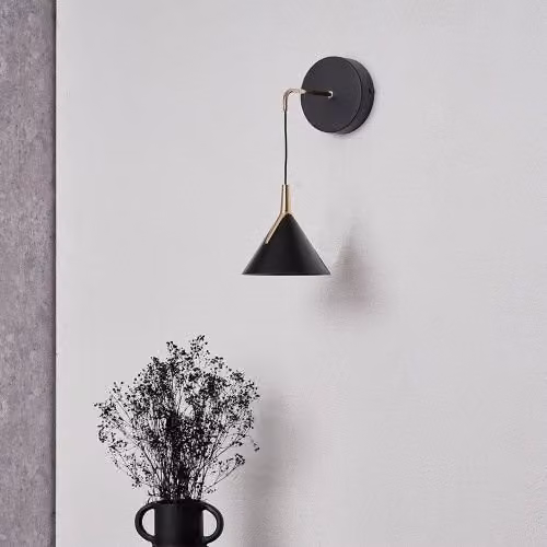 Ruma Modern Adjustable LED Wall Light in Matt Black and Gold