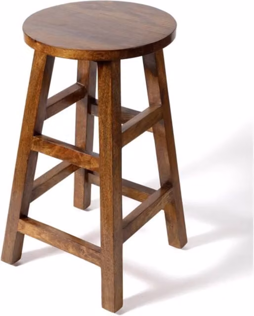 Elm Home And Garden Solid Mango Wood Breakfast Bar Stool in Dark Brown