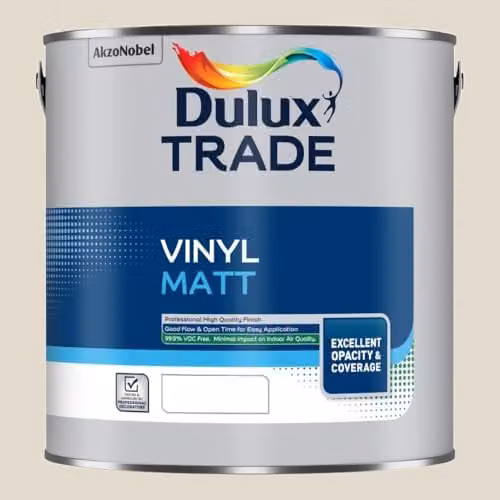 Dulux Trade Vinyl Matt Dispersion Paint, White, 2.5 l