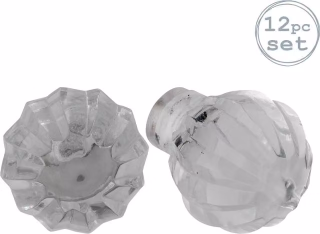 Nicola Spring Transparent Glass Cabinet Knobs, Pack of 12