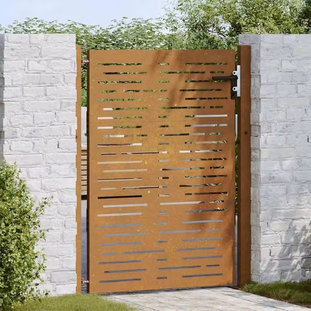 Berkfield Home Beautiful Garden Gate, Corten Steel Square Design, Brown, W: 105 cm, H: 130 cm