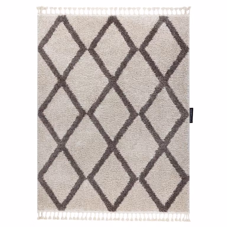 RugsX Berber Geometric Boho Rectangular Rug in Yellow and Grey, W: 160 cm, L: 220 cm