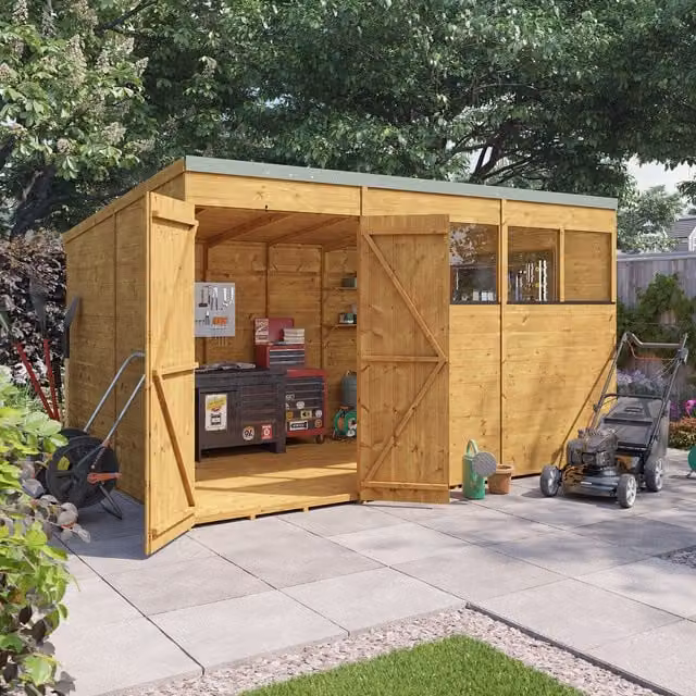 BillyOh Modern Brown Wooden Pent Workshop with Window
