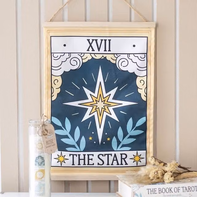 Uniqueful The Star Vintage Tarot Abstract Textile Wall Hanging in Multicolour