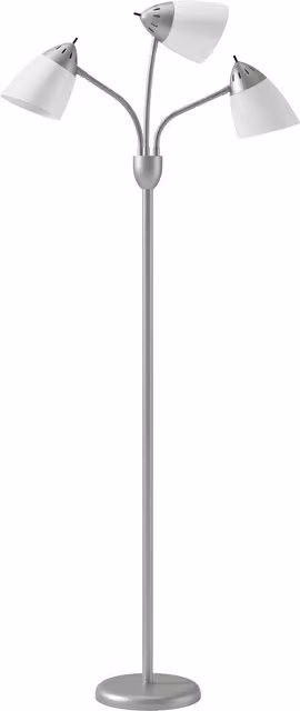 HOMCOM Industrial Arc Tree Floor Lamp with 3 Adjustable Rotating Lights in Silver Tone
