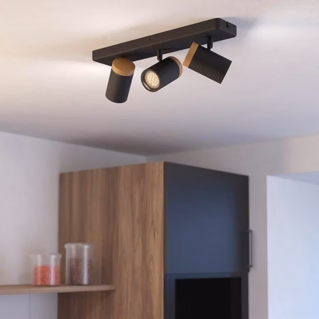 Eglo Consuma 3-Light Modern Bathroom Spotlight in Black and Brown