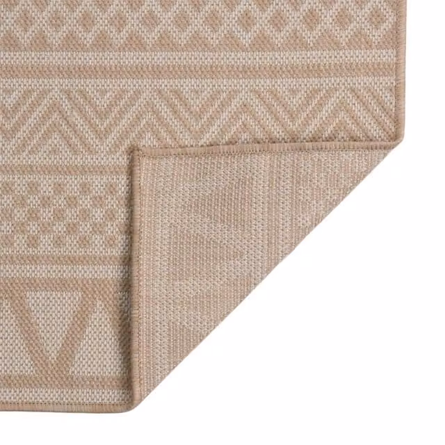 Berkfield Home Outdoor Flatweave Rug, Brown and Beige Stripes, W/D: 120 x 170 cm