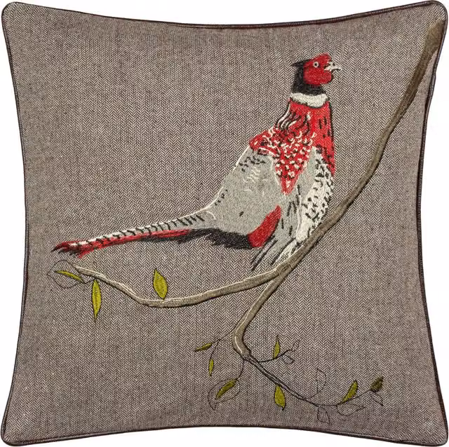 Make it a Home Hunter Herringbone Pheasant Cushion in Brown Polyester and Wool