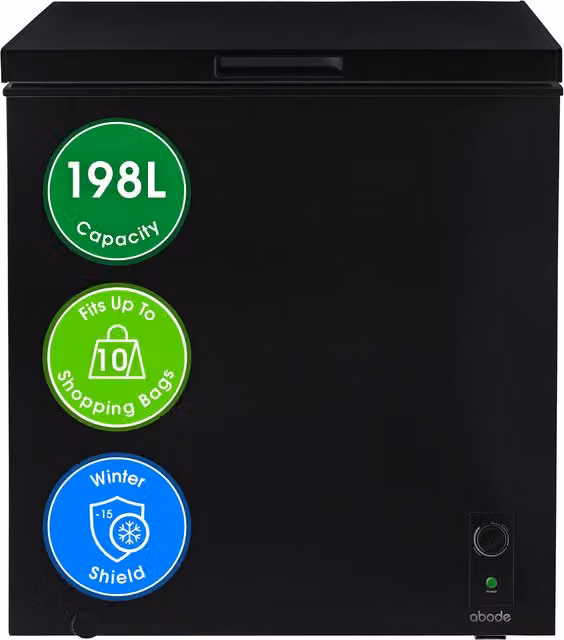 Abode 198L Freestanding Chest Freezer in Black