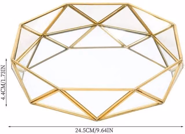 PAWNORA Gold Makeup Storage Rack and Skincare Perfume Organiser Stand, W/D/H: 24.5 x 24.5 x 4.4 cm