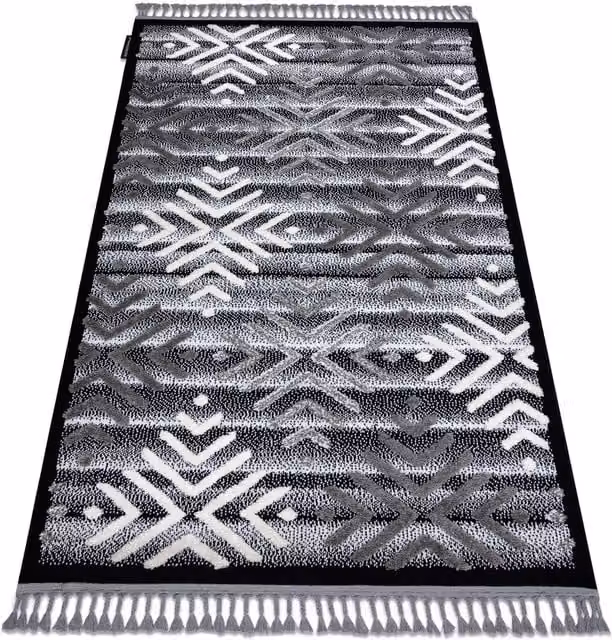 RugsX Moroccan Rug in Black and Grey, W/D/H: 170 x 120 cm