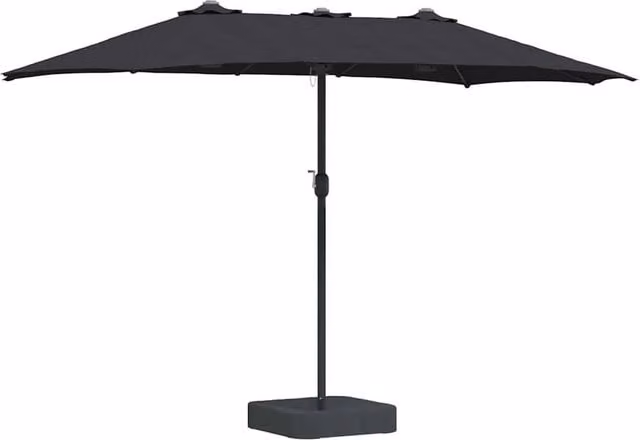 Berkfield Home Black Cantilever Folding Garden Parasol with Polyester Fabric, W/D/H: 385 x 209 x 244 cm