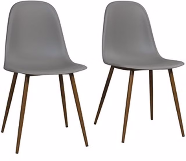 Pack of 2 Dorel Copley Grey Plastic and Metal Mid-Century Dining Chairs