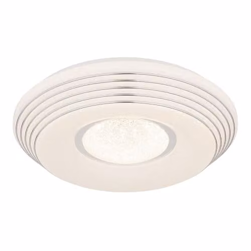 Globo Lighting Modern LED Ceiling Light with Remote Control and Dimming, White and Chrome, W/D/H: 39 x 39 x 7 cm