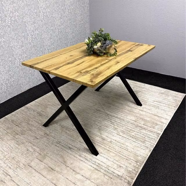 Kosy Koala Black Rectangular Dining Table with Metal Legs