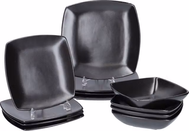 Creative Tops Raven 12 Piece Geometric Dinner Set in Black