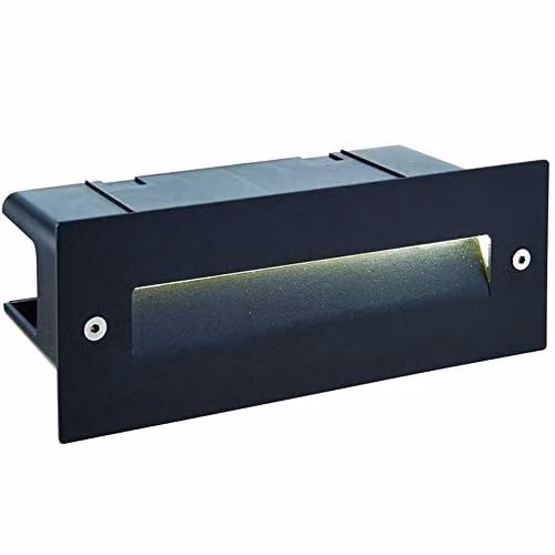 Loops IP44 LED Full Brick Recessed Accent Light in Textured Black with Cool White Down Guide, W/D/H: 225 x 85 x 54 mm