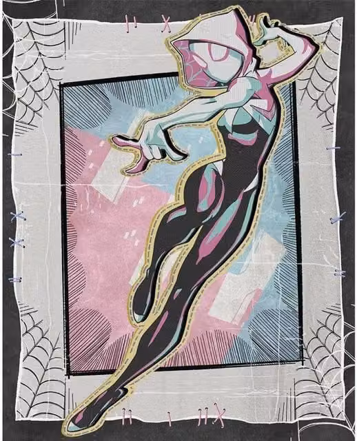 Marvel Doodle Ghost-Spider Multicolour Canvas Print Illustration
