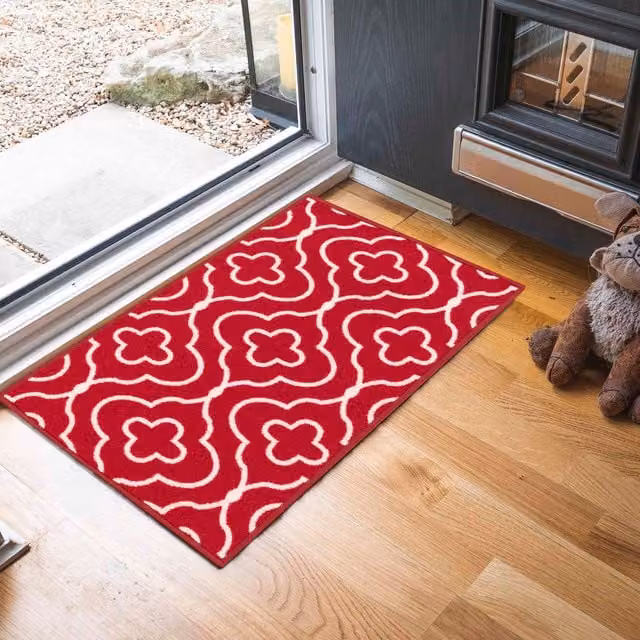 Desire Rugs Red Geometric Quatrefoil Anti Slip Machine Washable Runner, W: 160 cm, L: 220 cm