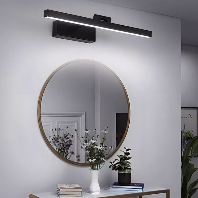 Goeco Black LED Bathroom Mirror Light, 9W, 6500K Cool White, IP40, W: 40 cm
