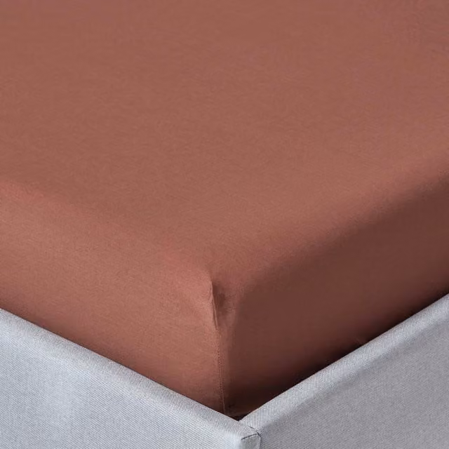 Homescapes 200 Thread Count Egyptian Cotton Percale Fitted Sheet, Brown, 200 x 200 cm