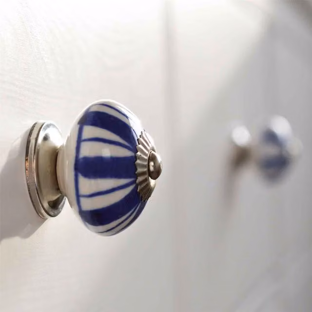 Nicola Spring Polished Blue Ceramic Cabinet Knobs, Pack of 24