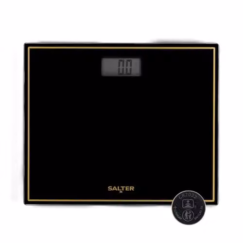 Salter Compact Digital Bathroom Scale with LCD Display, Black and Gold