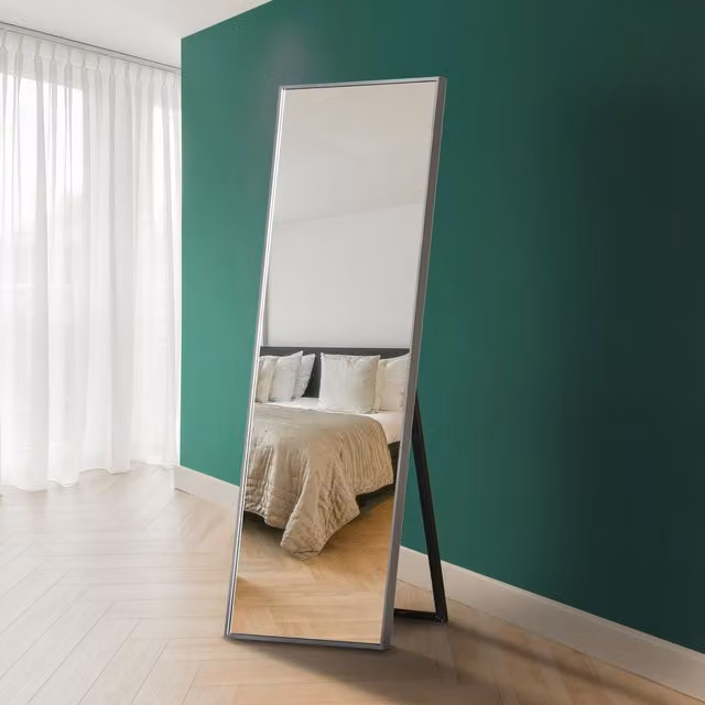 MirrorOutlet Artus Silver Aluminium Edged Freestanding Cheval Mirror