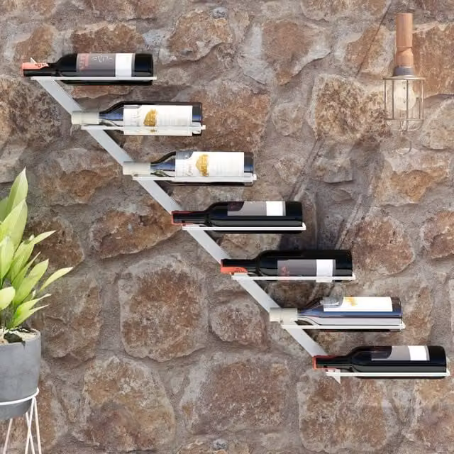 Berkfield Home Wall-mounted Metal Wine Rack in White for 7 Bottles