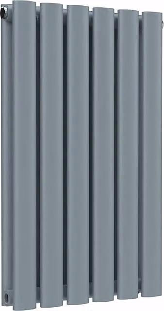 Lux Heat Oval Horizontal Double Radiator in Pebble Grey, W: 600 mm, H: 360 mm