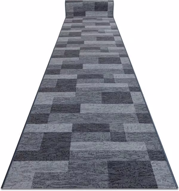 RugsX Icona Geometric Runner in Grey, Non-Slip and Underfloor Heating Suitable, W: 80 cm, L: 120 cm