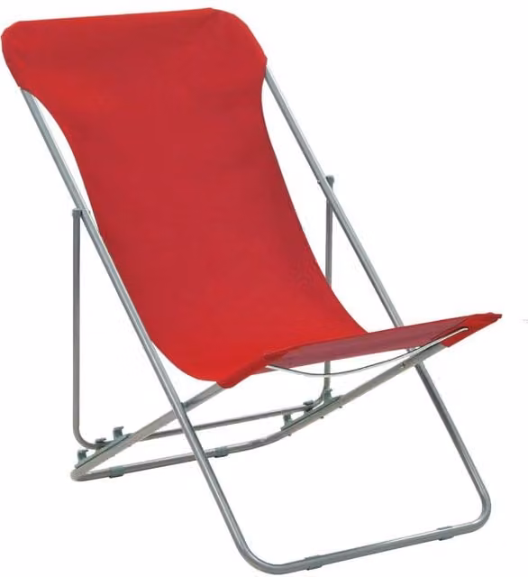 Berkfield Home Set of 2 Folding Beach Chairs in Red with Powder Coated Steel and Oxford Fabric