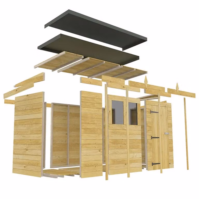 Buttercup Farm Brown Pent Shed with Single Door and No Window, L231 x W589 x H201 cm