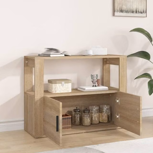 Berkfield Home Sonoma Oak Sideboard in Light Oak, W/D/H: 80 x 30 x 60 cm