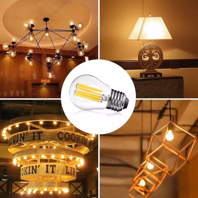 VOGREX 8 Pack Dimmable 4W LED Globe Filament Light Bulbs, E27, Clear