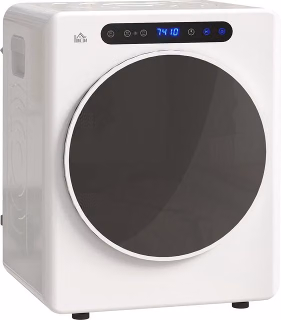 HOMCOM 8kg Vented Front Loading Tumble Dryer in White with Stainless Steel Tub and 6 Heat Settings