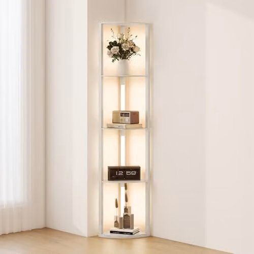 HOMCOM Dimmable LED Floor Lamp with Warm White Light in White and Wood Finish