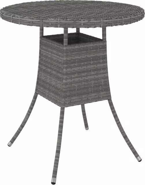 Berkfield Home Grey Poly Rattan Garden Table, W/D/H: 70 x 70 x 73 cm