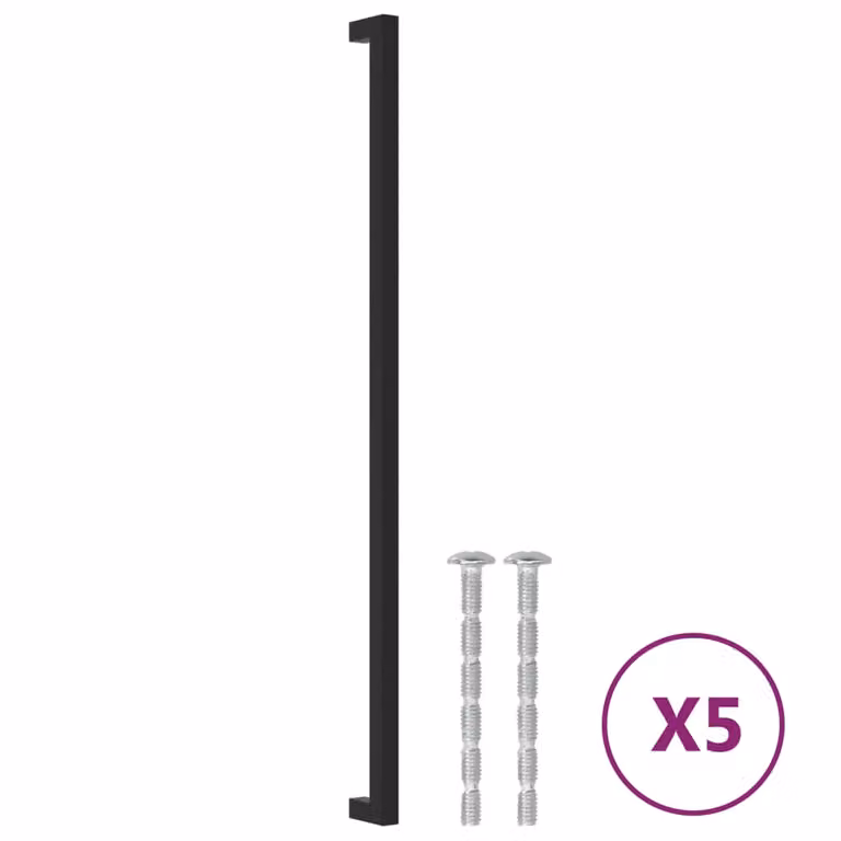 Berkfield Home Matt Black Stainless Steel Bar Cabinet Handles, 5 Pack, Length: 48 cm