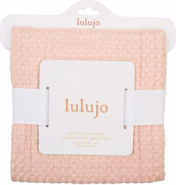 Lulujo Pink Cotton Waffle Pique Baby Blanket, W/D/H: 80 x 100 x 1 cm