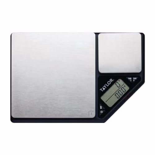 Taylor Dual Platform Digital Kitchen Scale in Black and Silver with Stainless Steel Finish and 5kg Capacity