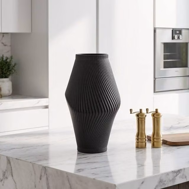 Garden Greatness Maison Graphite Black Sculptural Tabletop Vase, Multicolour, H 40 cm x W 40 cm x D 40 cm x W/D/H: 40 x 40 x 20 cm