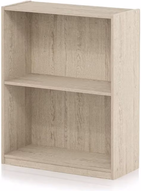 WALPLUS Compact 2-Shelf Pine Bookcase in Metropolitan Pine Brown
