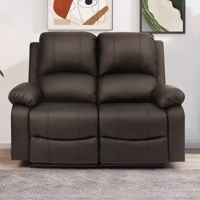 Comfy Living Brown PU Leather Electric Recliner Sofa Set with 3-Seater, 2-Seater and Armchair